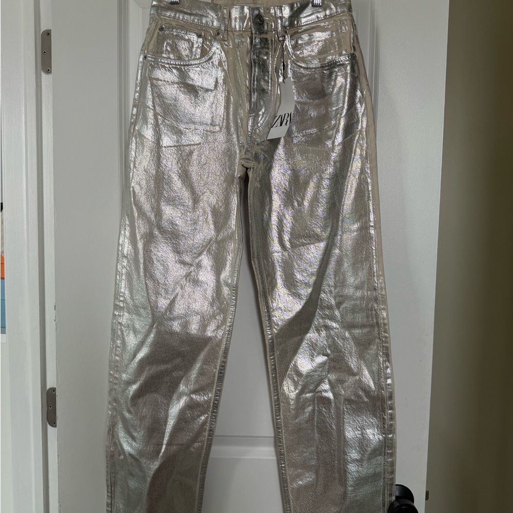 Zara Silver Metallic Denim